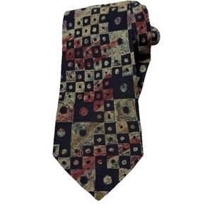 Geoffrey Beene Vintage 90s Abstract Geometric Tie 100% Silk Italy Modern Necktie